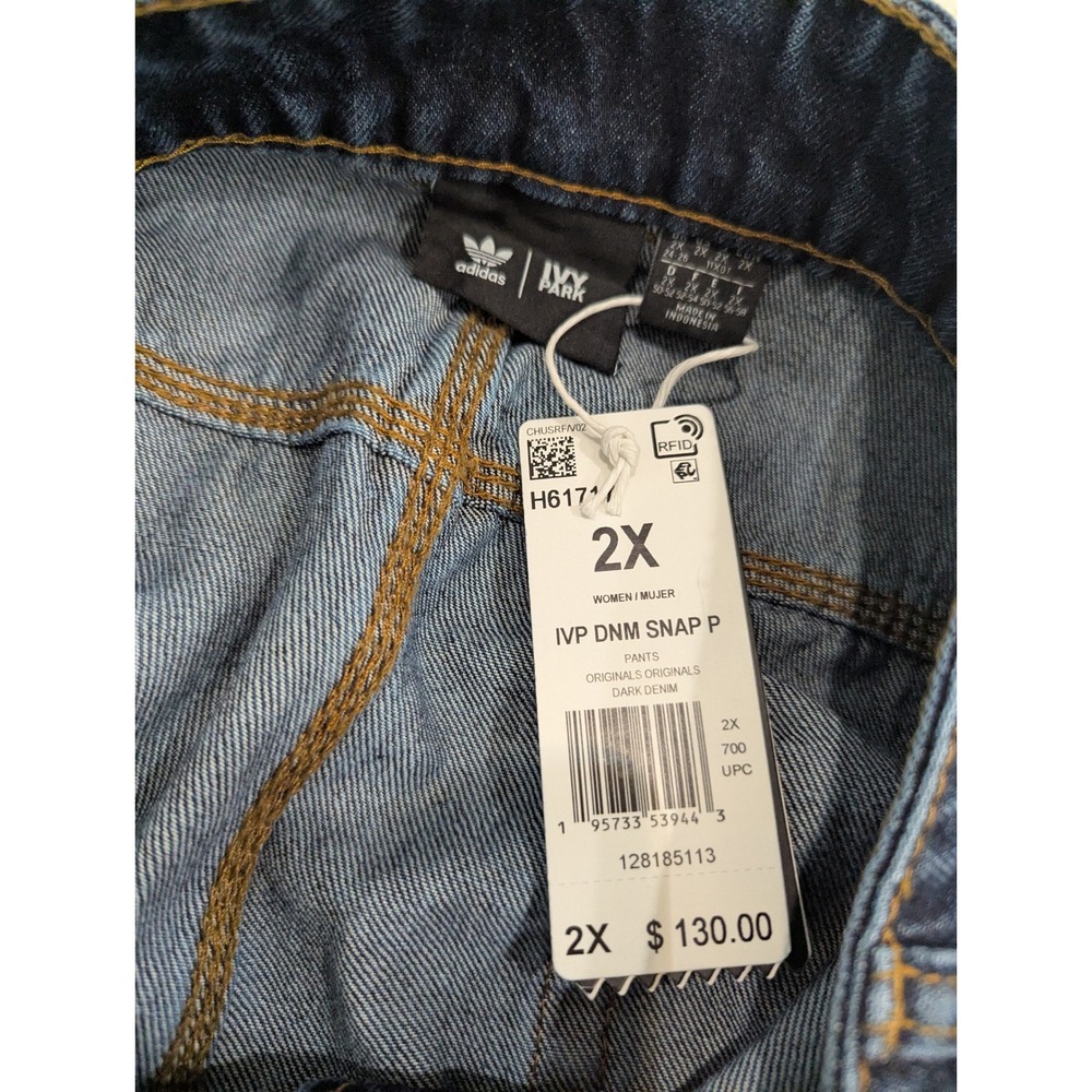 Adidas Ivy Park Denim Snap Pants Dark Blue Wide Leg 2X - Picture 3 of 13